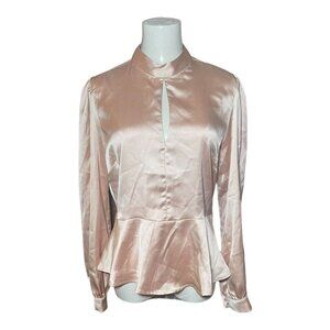 NWT Lulu's Cordially Yours Blush Satin Cutout Peplum Top Small